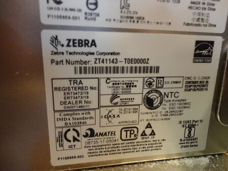 Zebra ZT411 Thermal Label Printer  LAN + USB + Bluetooth  300Dpi