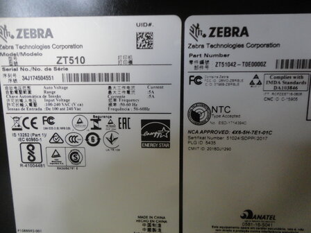Zebra ZT510 * Thermisch Transfer Label Printer 203DPI - USB + RJ-45 + BT