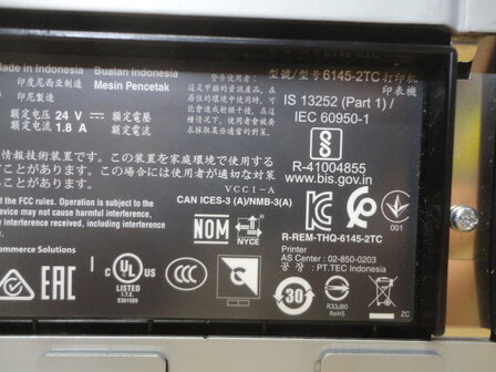 Toshiba 6145-2TC - 125 Ips USB, Ethernet Thermal Receipt / Slip Printer PSU