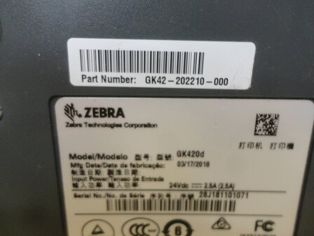 Zebra GK420d Barcode Label Printer USB + Netwerk 
