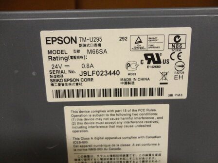 Epson TM-U295 Matrix Slip Bon Printer - M66SA Zwart - Serieel