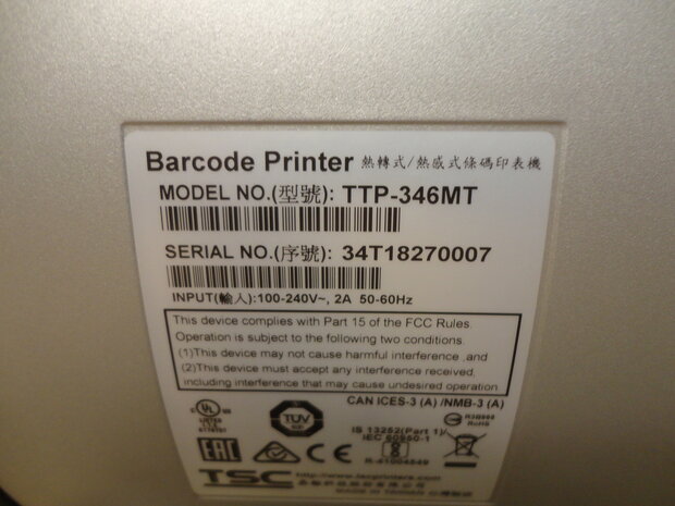 TSC TTP-346MT Barcode Label Printer USB + Netwerk 300Dpi (TTP-346)