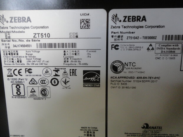 Zebra ZT510 * Thermisch Transfer Label Printer 203DPI - USB + RJ-45 + BT