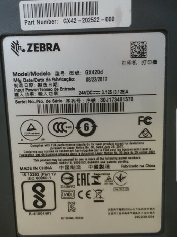 Zebra GX420d Barcode Label Printer USB + Cutter GX42-202522-000