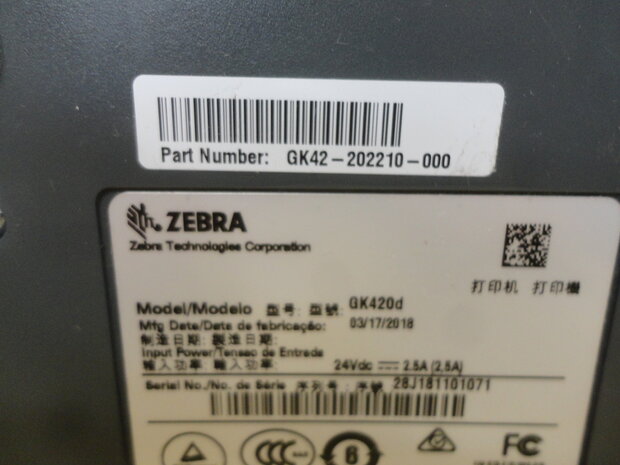 Zebra GK420d Barcode Label Printer USB + Netwerk 