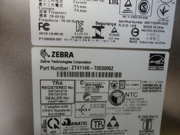 Zebra ZT411 Thermal Label Printer  LAN + USB + Bluetooth  600Dpi